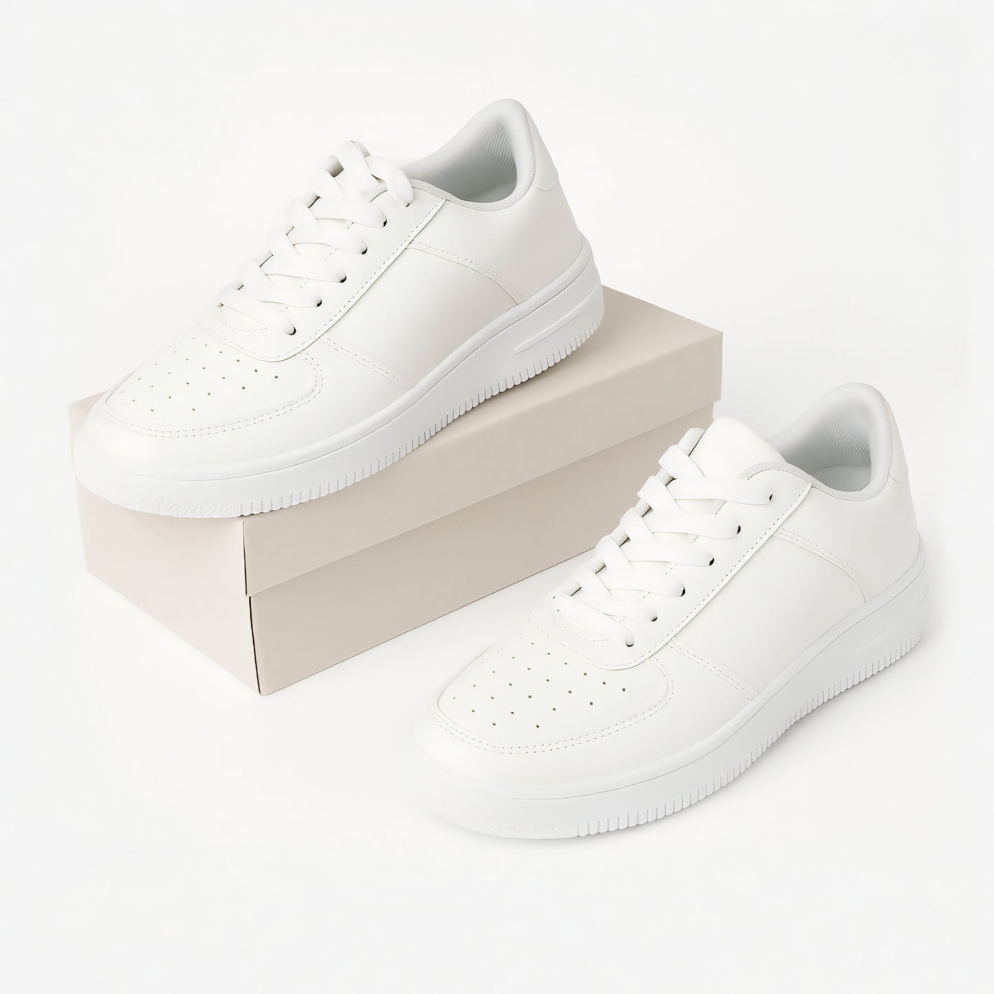 Nextfly Premium White Classic Sneakers – Casual Shoes